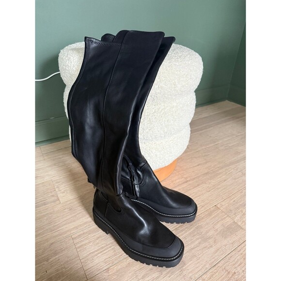 Sam Edelman Shoes - Sam Edelman Womens Black Lerue Over the Knee Boots Leather Sz 7 Lug Sole New